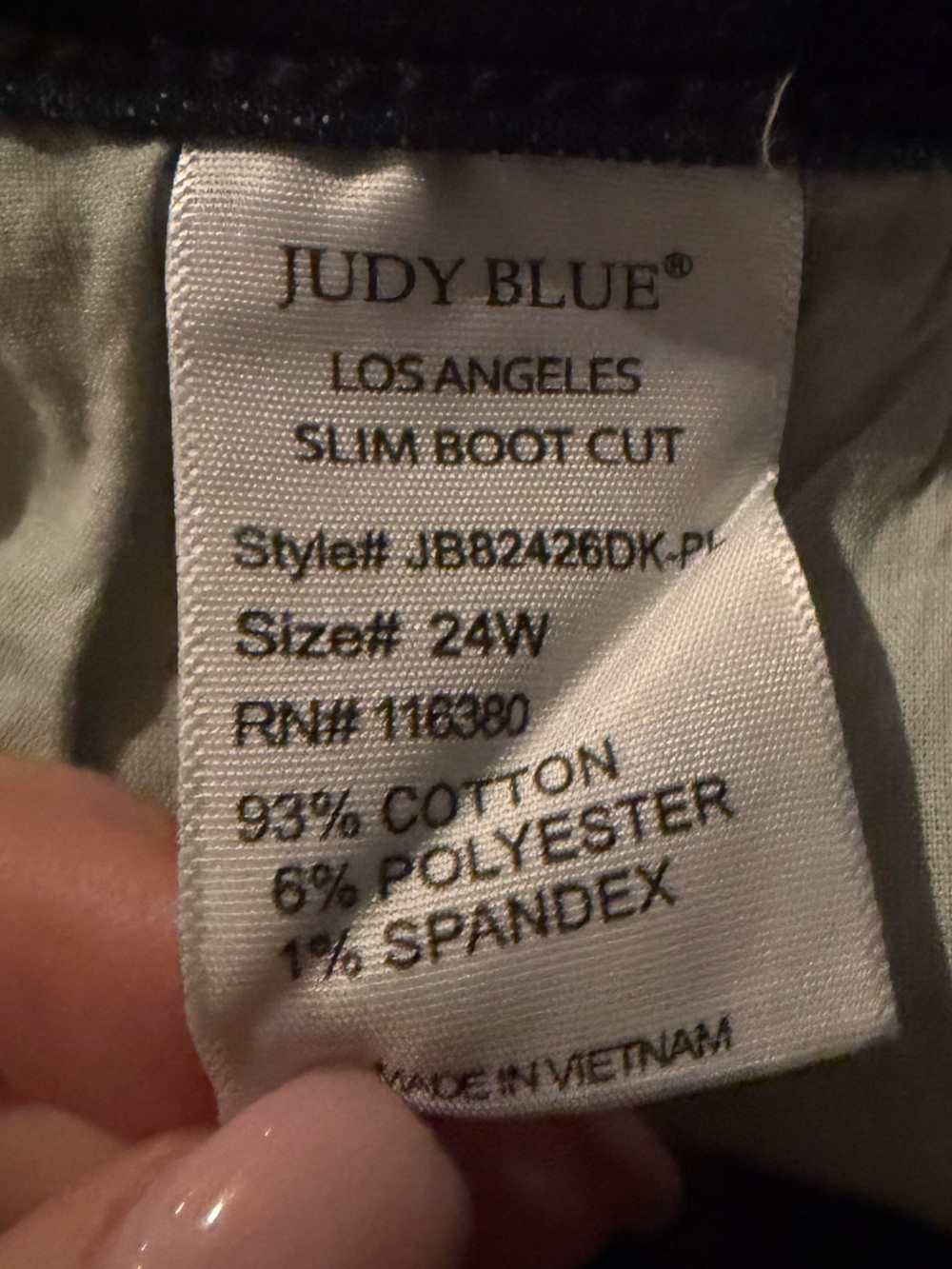 NWT - Judy Blue - Mid-Rise Dark Destroy Slim Bootcut Denim Jeans - Size 24W - Picture 6 of 6
